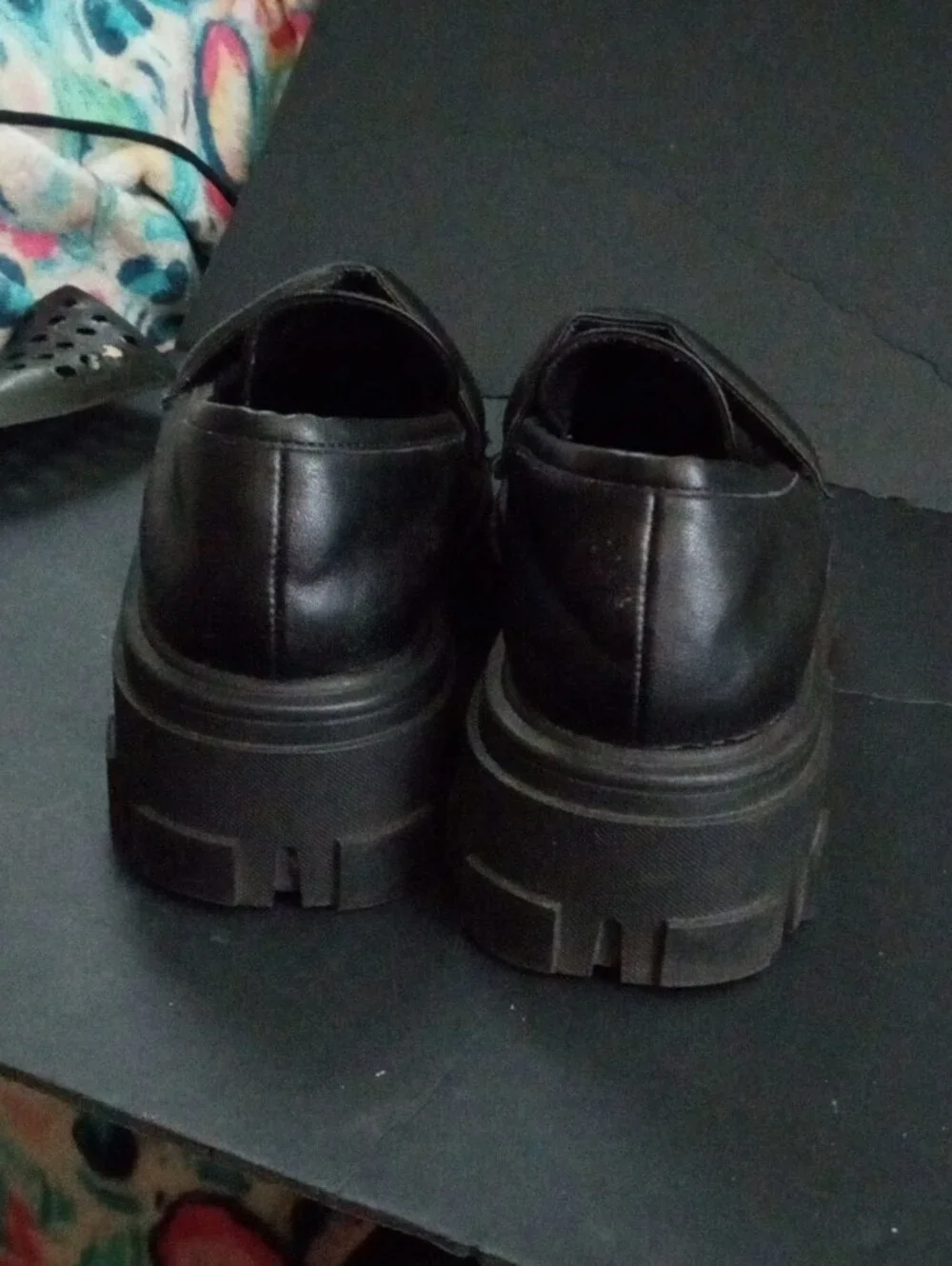 ASOS Black Chunky Lug-Sole Penny Loafers Size 10